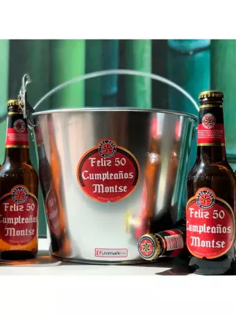 birre personalizzate compleanno con secchiello con foto