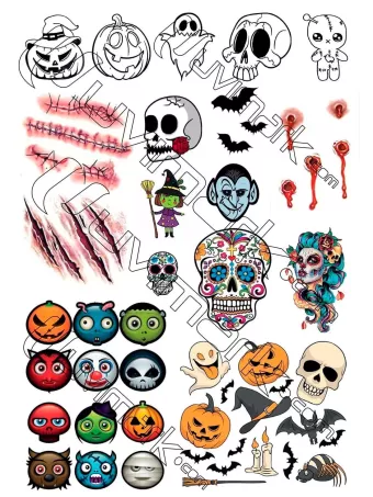Planche de tatouages éphémères Halloween