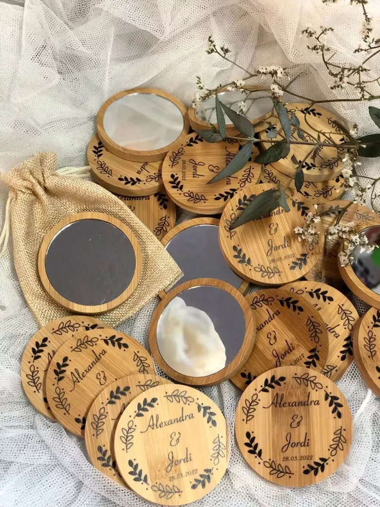 personalized wooden pocket mirrors