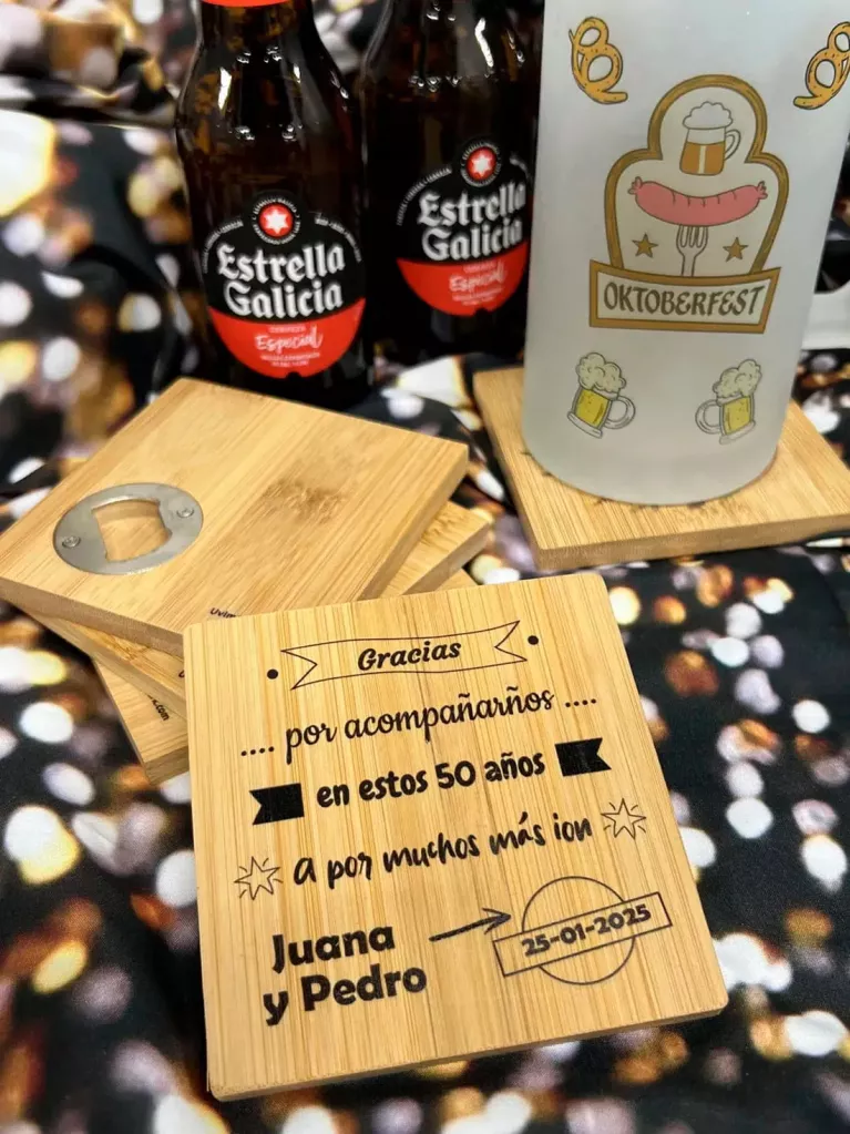 wedding coaster with bottle opener