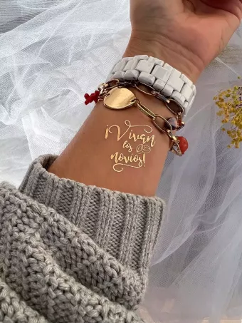 Es lebe das Brautpaar Tattoo Gold
