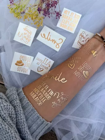 Pack tatuajes boda dorados