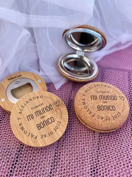 Pack éco-responsable miroirs liège décapsuleurs bambou cadeaux durables