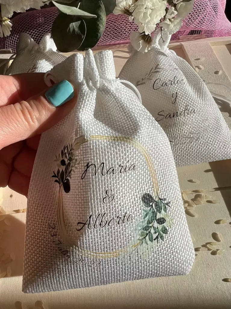 Sachet de riz personnalisé mariage