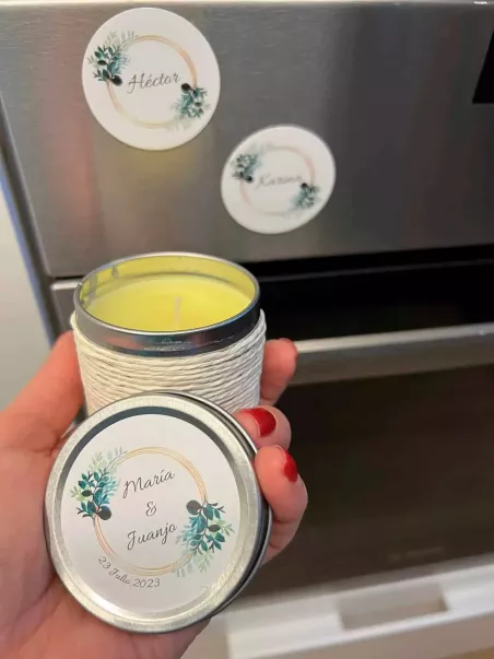 Kit de velas e ímanes personalizados