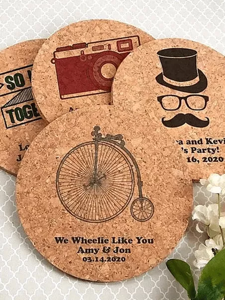 sottobicchieri in sughero personalizzati per matrimoni ed eventi