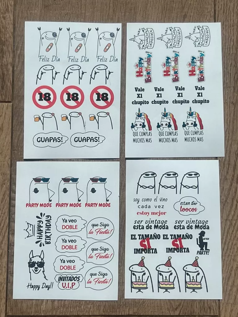 Folhas de tatuagens temporárias para aniversário