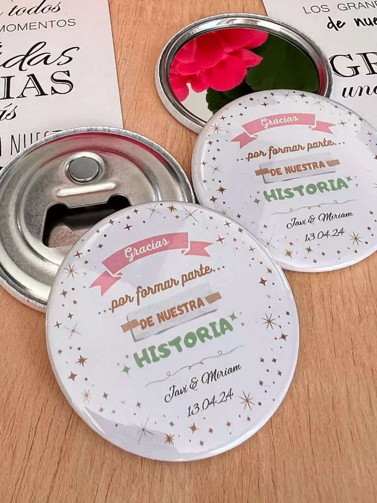 Bomboniere matrimonio apribottiglie e specchietti