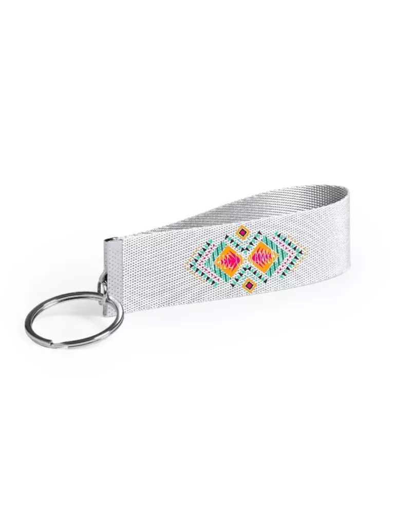 Custom white fabric keyring
