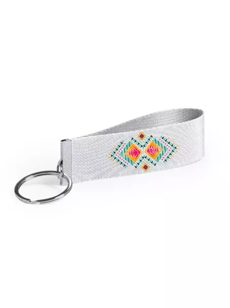 Portachiavi in tessuto bianco personalizzato