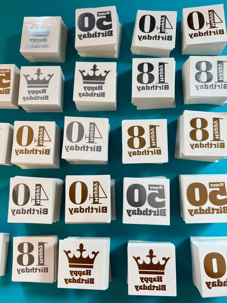 Metallic birthday temporary tattoos