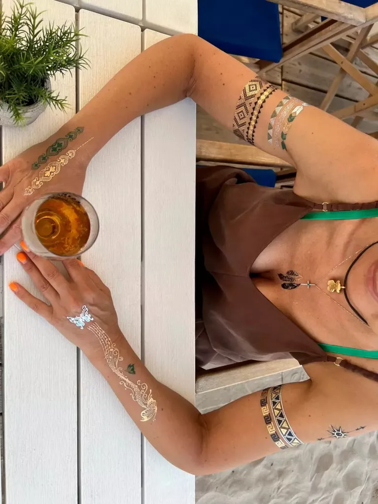 pacchetto tatuaggi trasferibili metallizzati da spiaggia
