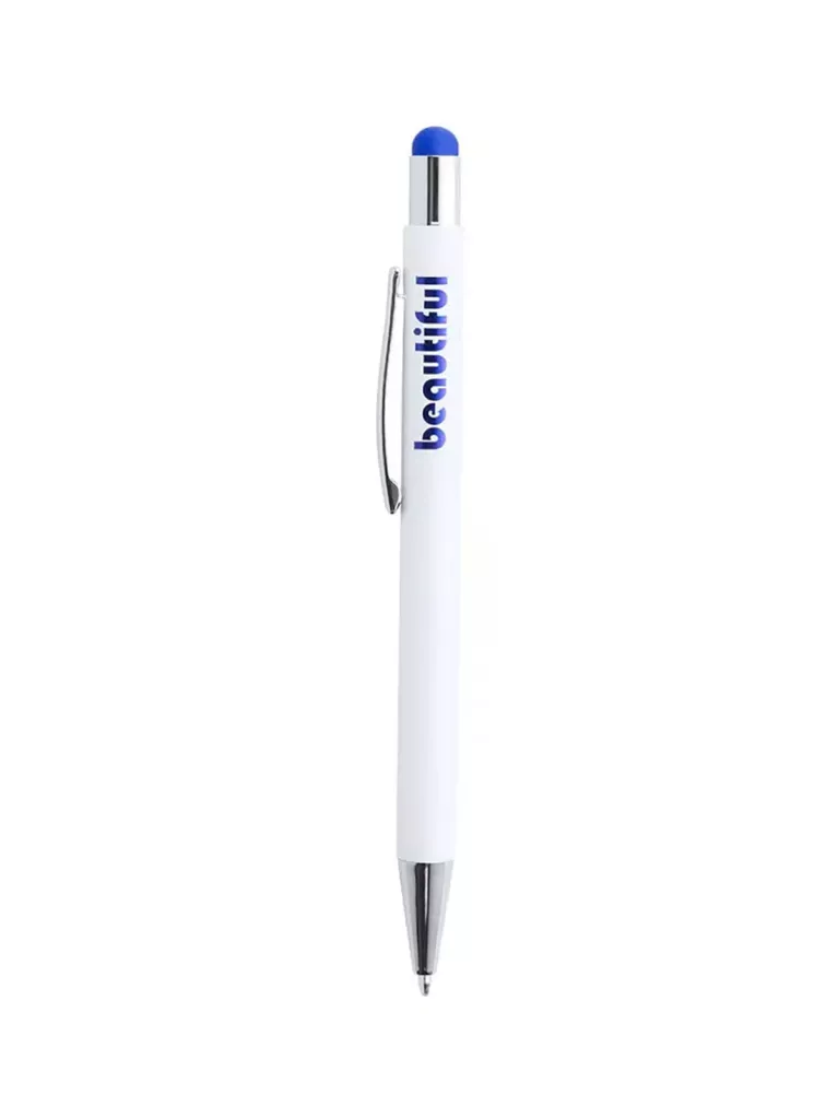 caneta minimalista azul e branca