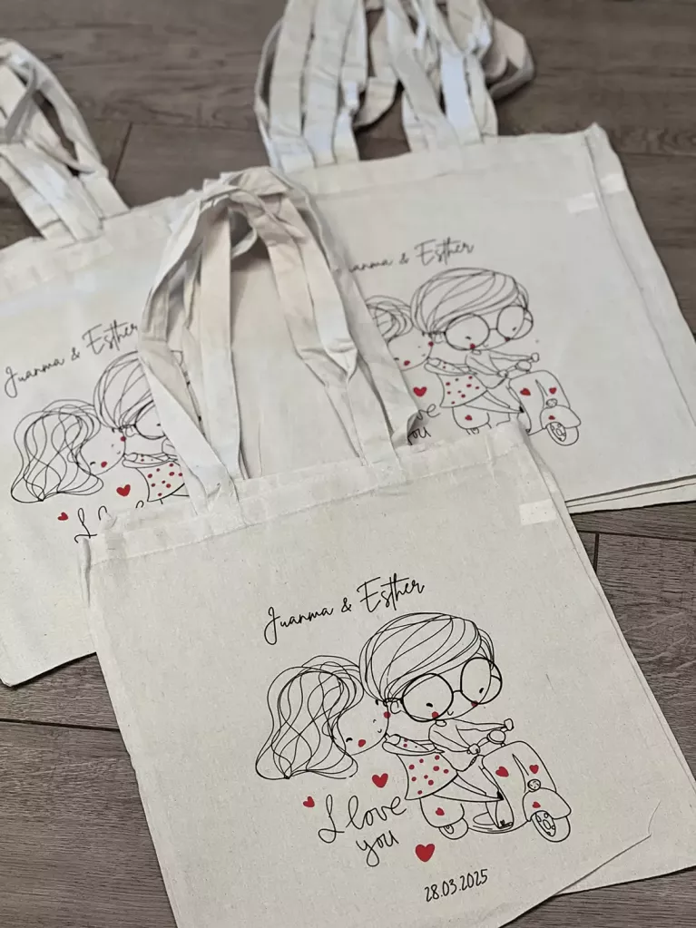 designed wedding tote bag