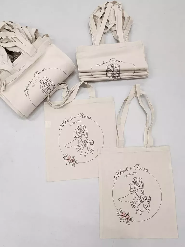 borse tote matrimonio con grafica