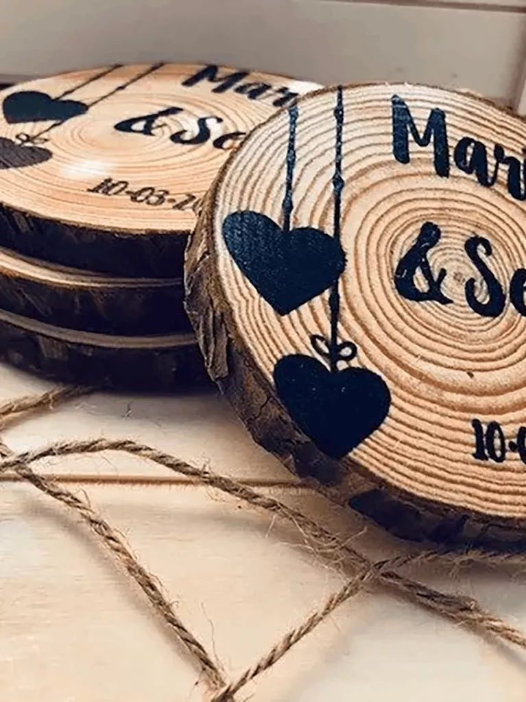 rondelles de bois dessous de verre pour mariage