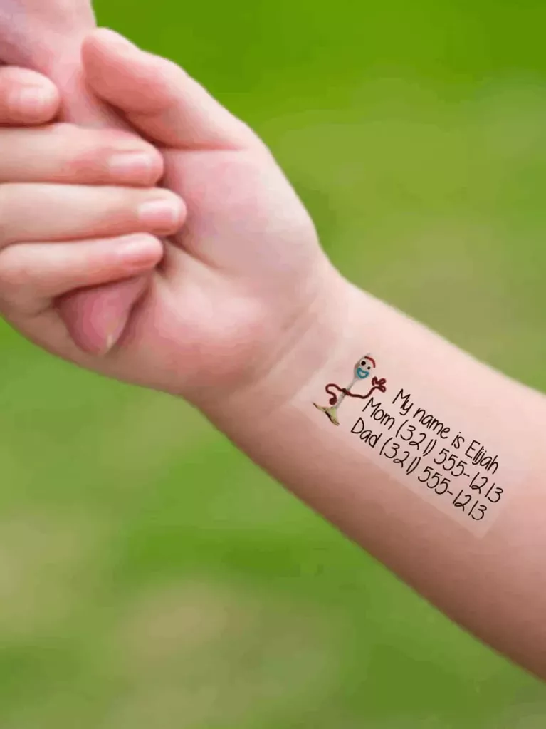 temporary child safety tattoos, safety ID tattoos, kids safety stickers